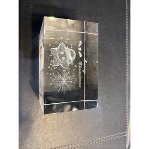 3D Merry Christmas Star Glass Paperweight 3" H 2"‎ W